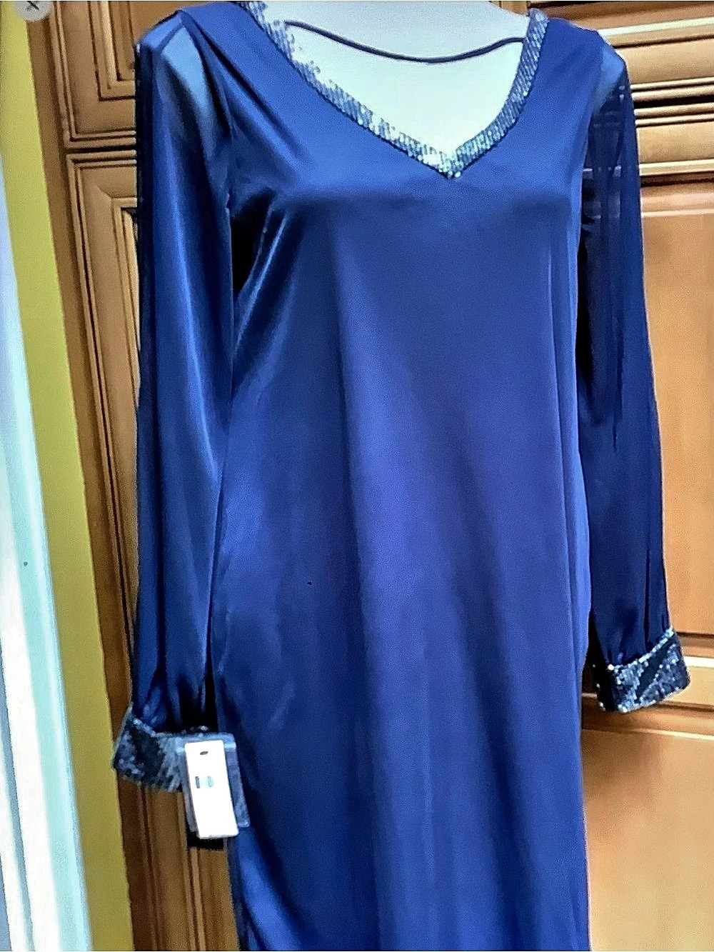 Blue Sequin Trim Mini Dress NWT